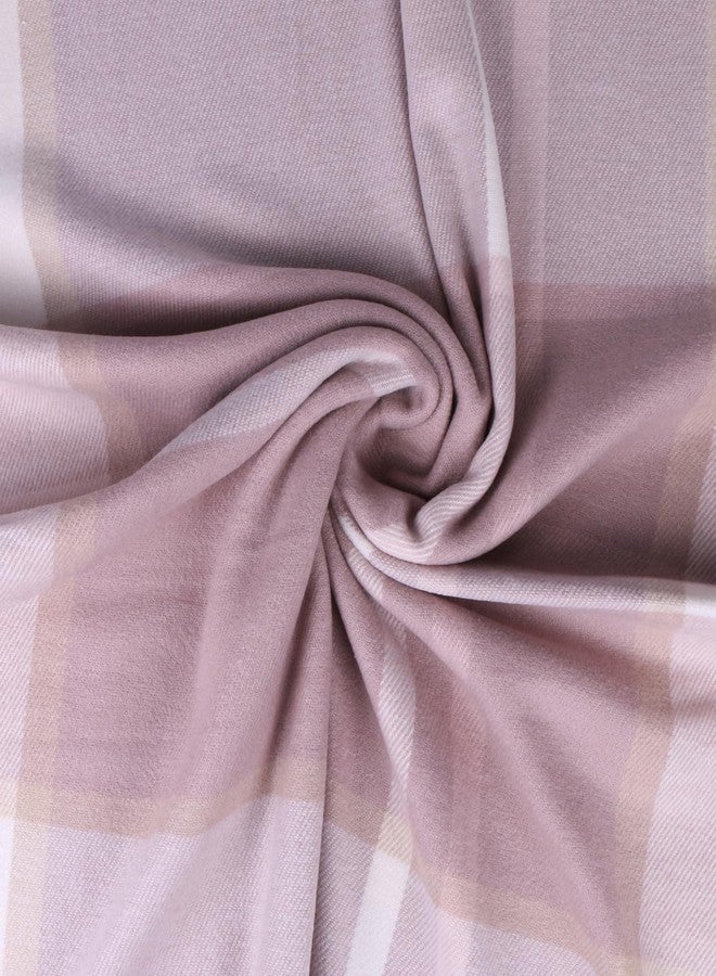 TZ Promise Women Tartan Plaid Scarf Warm Soft Cashmere Feel Giant Winter Shawl Wrap (White-Pink (Check)) - Image 2